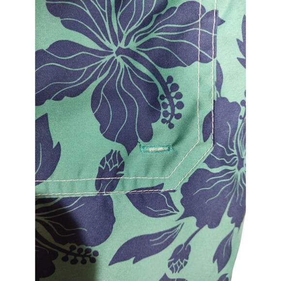 J Crew Men's Swim Trunks Shorts Sz L Green & Blue Floral Hawaiian Boho Beachy - Picture 6 of 13